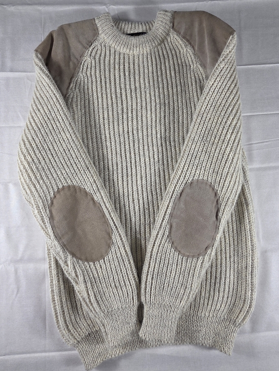 Maban of Scotland Sweaters - Vintage Maban of Scotland Chunky Fisherman Sweater Suede Elbow Patch Size 18